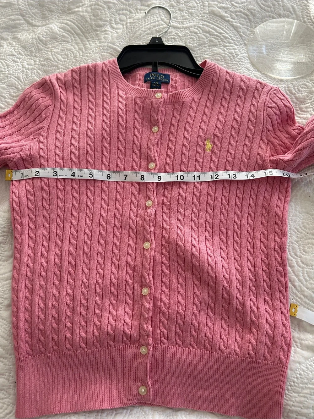 Ralph Lauren Pink Cable-Knit Button Cardigan